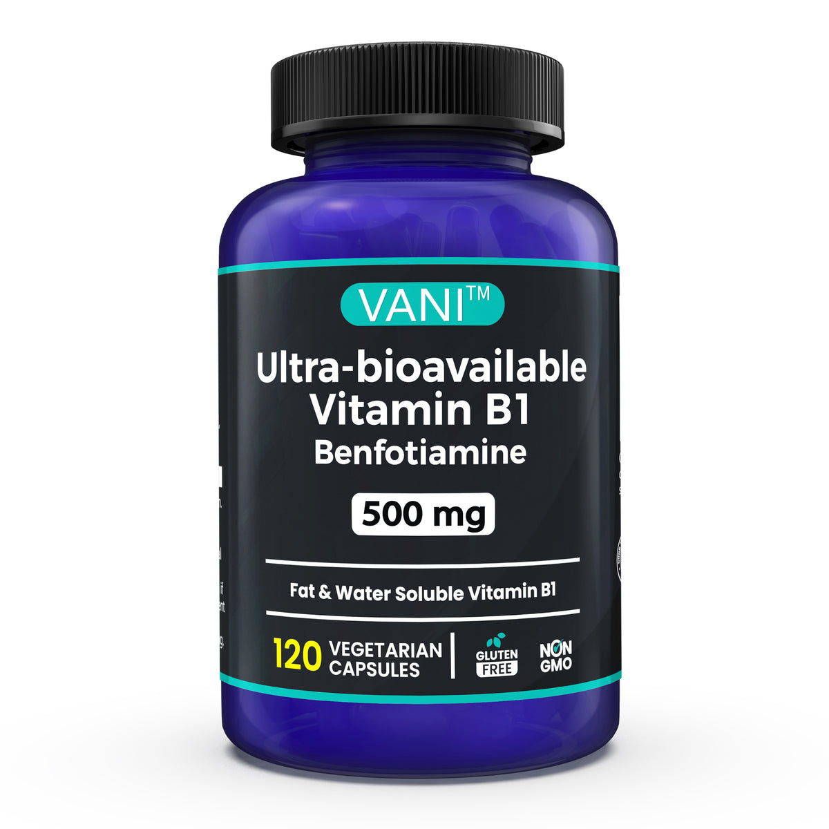 500 mg benfotiamine,a Fat-Soluble Form of thiamine,Ultra-bioavailable Vitamin B1, high Potency, Gluten-Free, Non-GMO, Vegetarian 120 Capsules
