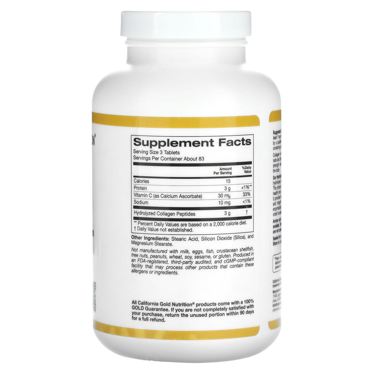 California Gold Nutrition, Hydrolyzed Collagen Peptides + Vitamin C, Type I & III, 250 Tablets