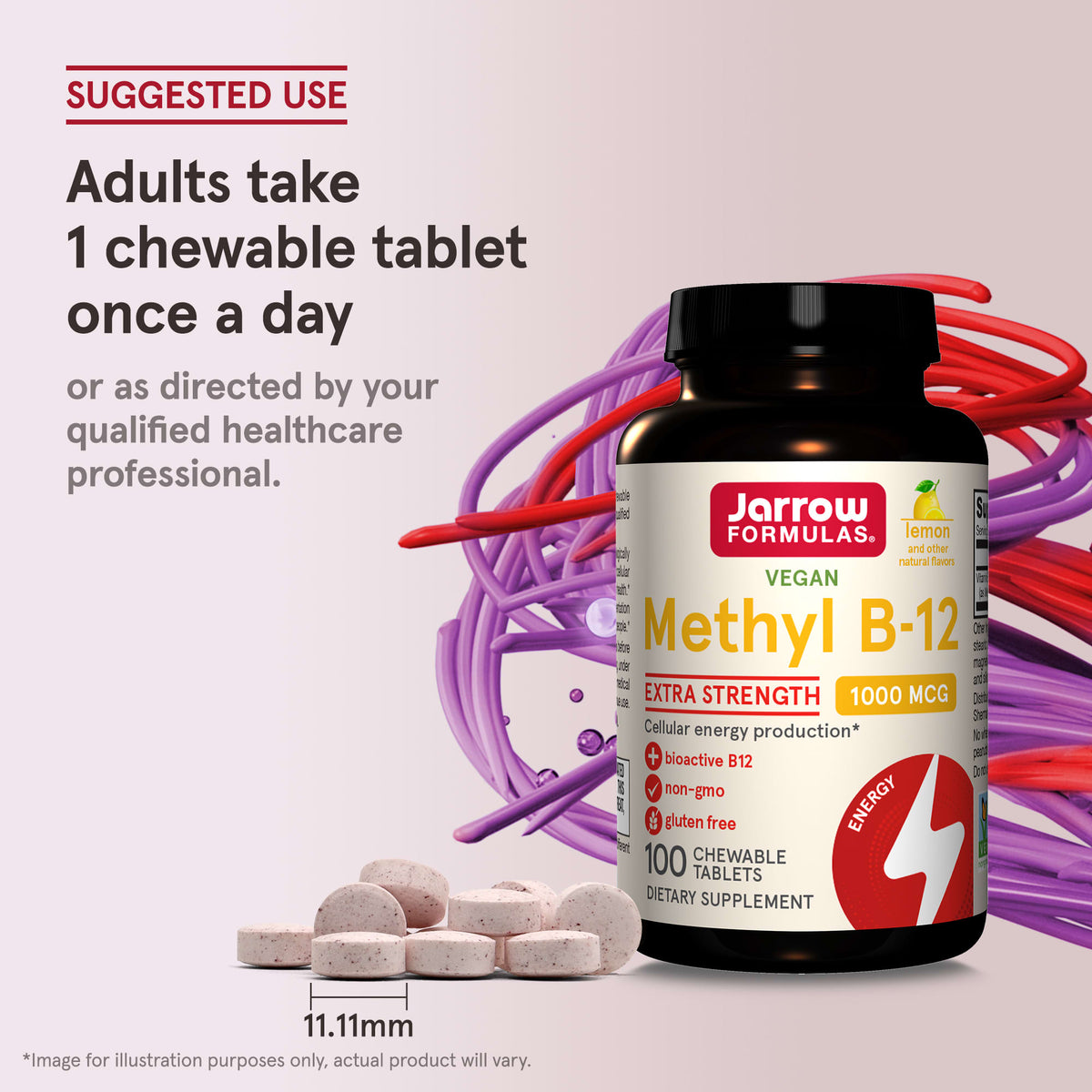 Jarrow Formulas, Methyl B-12, Lemon, 1,000 mcg, 100 Chewable Lozenges