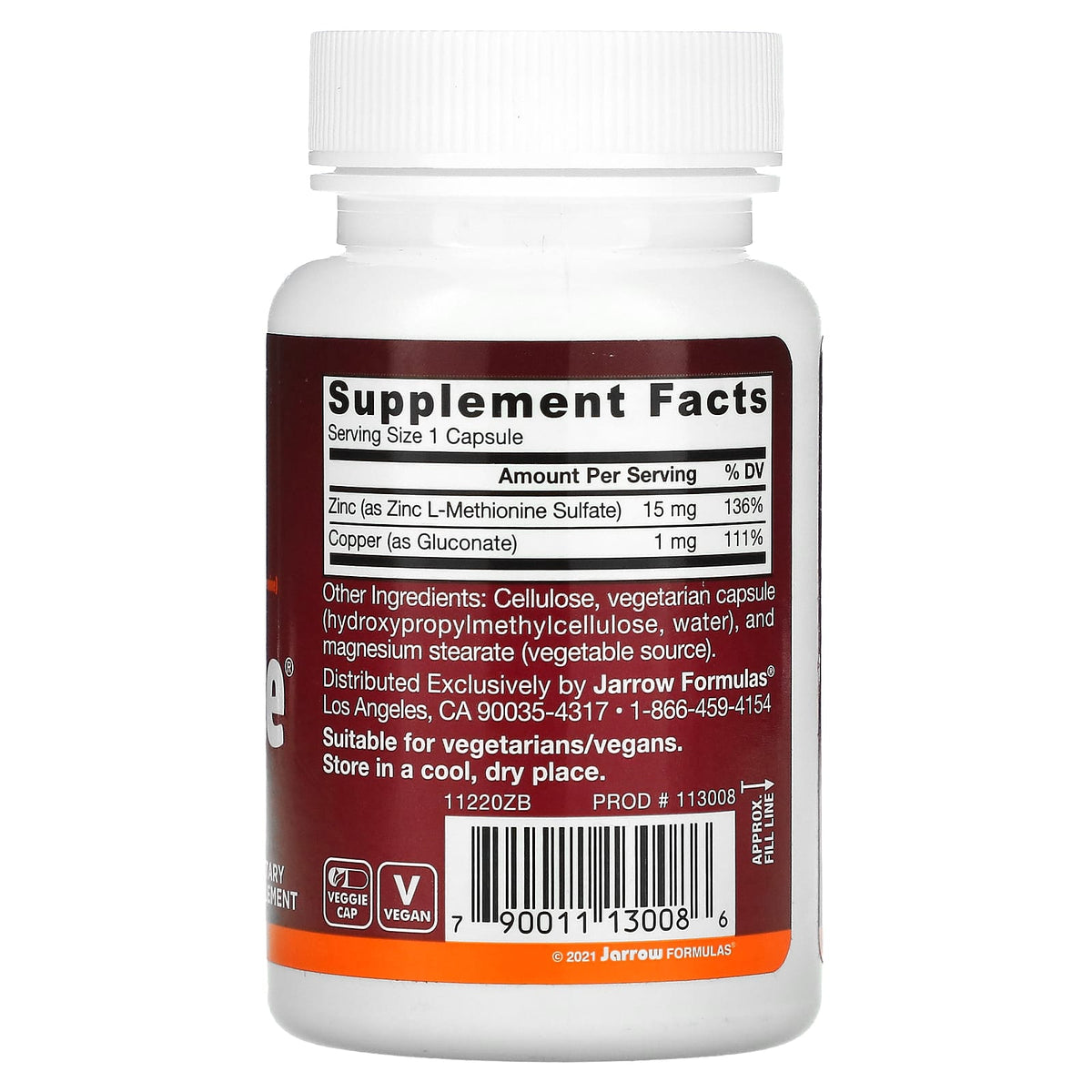 Jarrow Formulas, Zinc Balance, 100 Veggie Caps