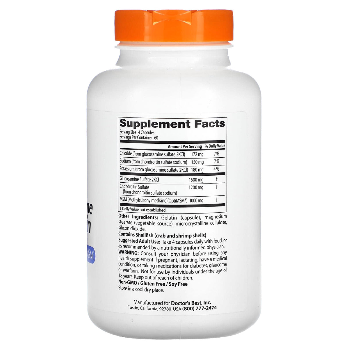 Doctor's Best, Glucosamine Chondroitin MSM with OptiMSM, 240 Capsules