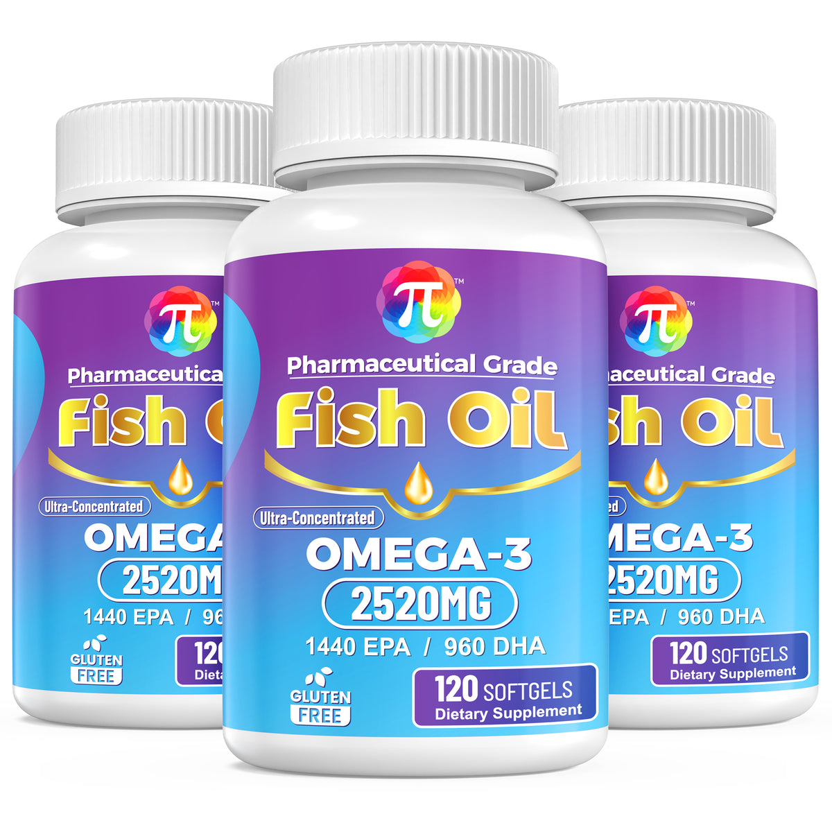 Triple Strength 3000Mg German Pharmaceutical Grade Ultra Concentrated Fish Oil 2520mg Omega-3 (1440 EPA/960 DHA)