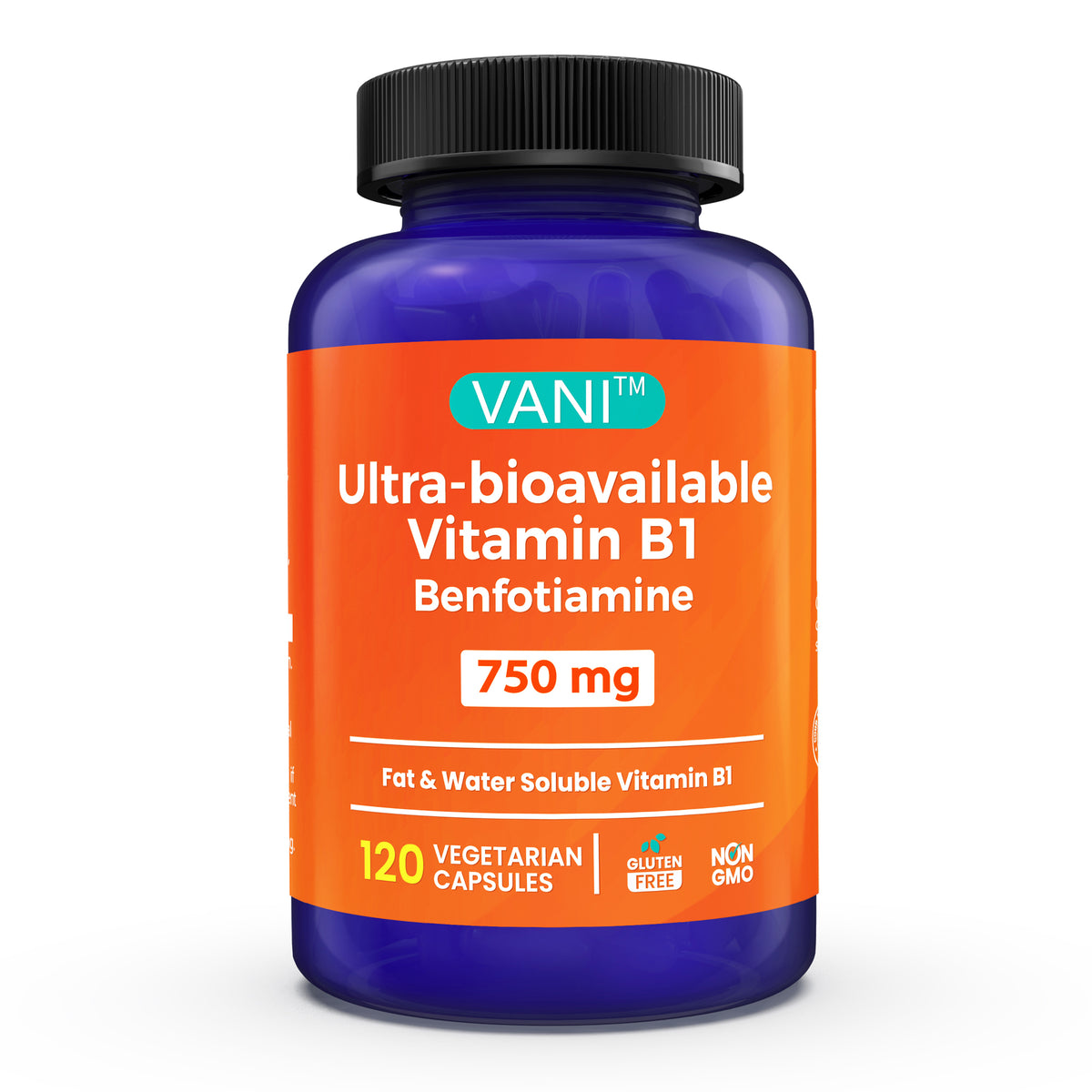 750 mg benfotiamine,a Fat-Soluble Form of thiamine,Ultra-bioavailable Vitamin B1, high Potency, Gluten-Free, Non-GMO, Vegetarian 120 Capsules