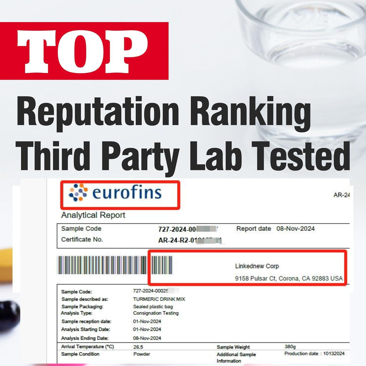 I Love Health® Turmeric 350 drink mix equivalent to 3000mgCurcuminoids with 500mg vitamin C