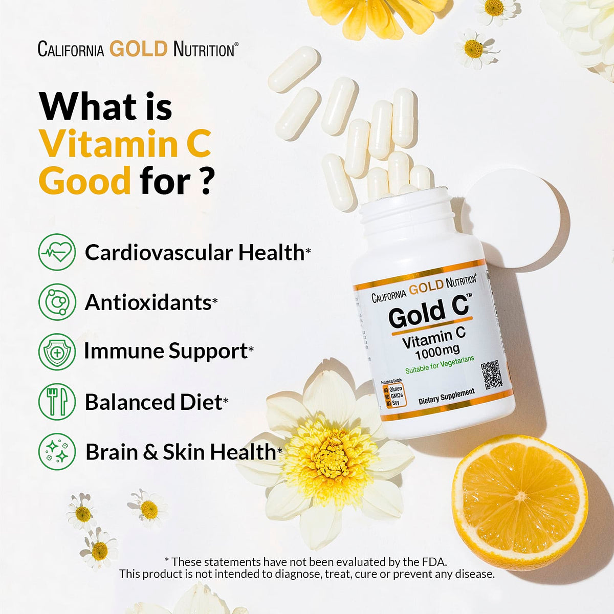 California Gold Nutrition, Gold C, USP Grade Vitamin C, 1,000 mg, 60 Veggie Capsules